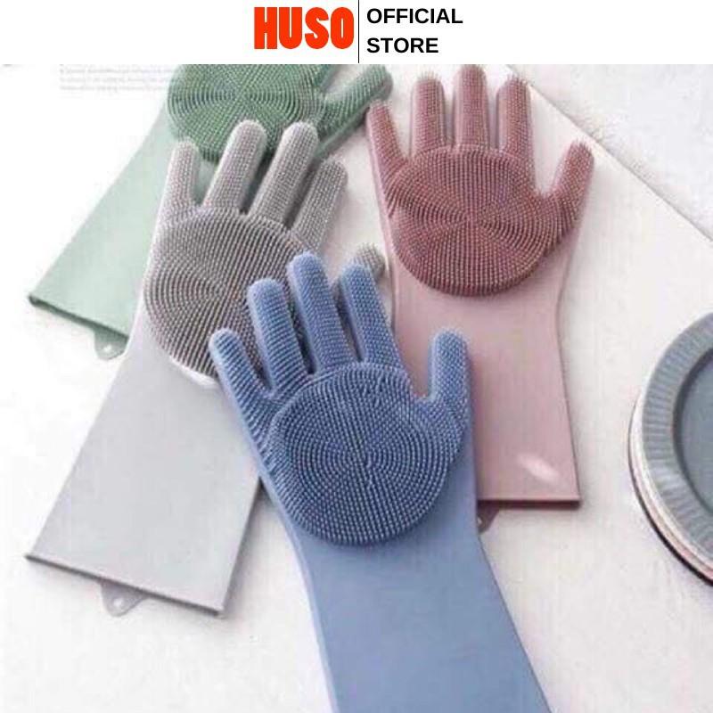 Bao Tay Rửa Chén Silicon Găng Tay Rửa Chén Bát Silicon Vệ Sinh Nhà Cửa Đa Năng - HUSO