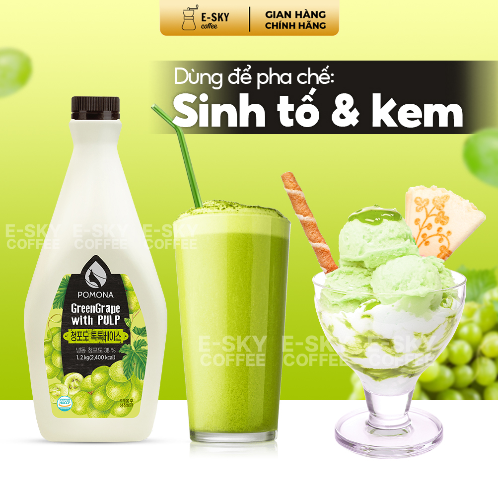 Mứt Nho Xanh Cô Đặc Pomona Green Grape Concentrate Nguyên Liệu Pha Chế Trà Sữa Trà Trái Cây Hàn Quốc Hàn Quốc 1,2kg