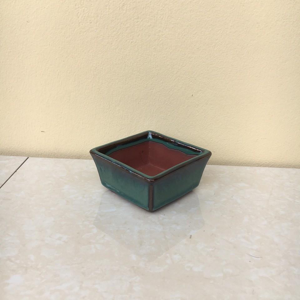 Chậu bonsai vuông vát mini men hỏa biến gốm Bát tràng 1 size BM-12