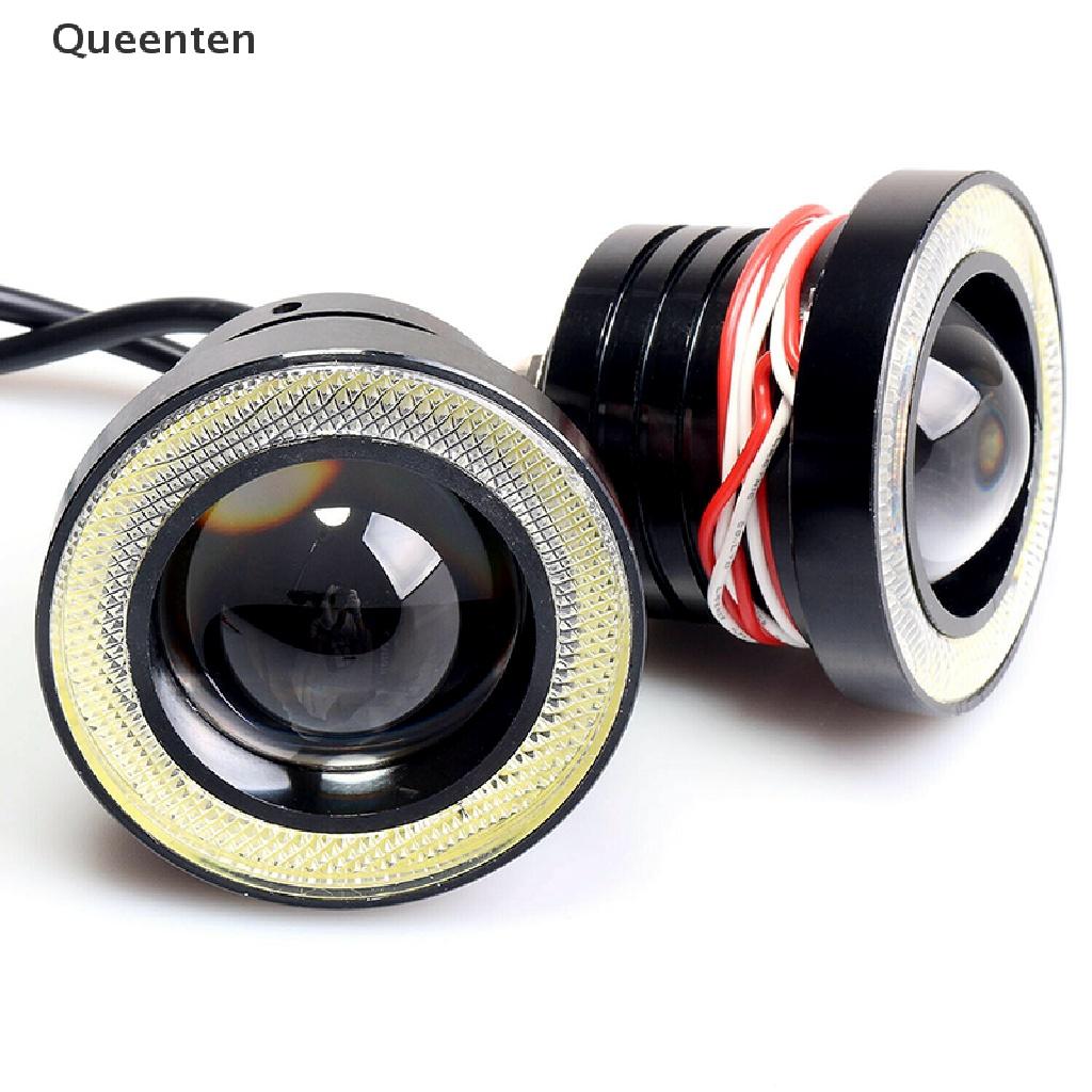 Queenten 2.5'' 15W Car White COB LED Projector Angel Eyes Blue Ring DRL Fog Light Lamp  QT