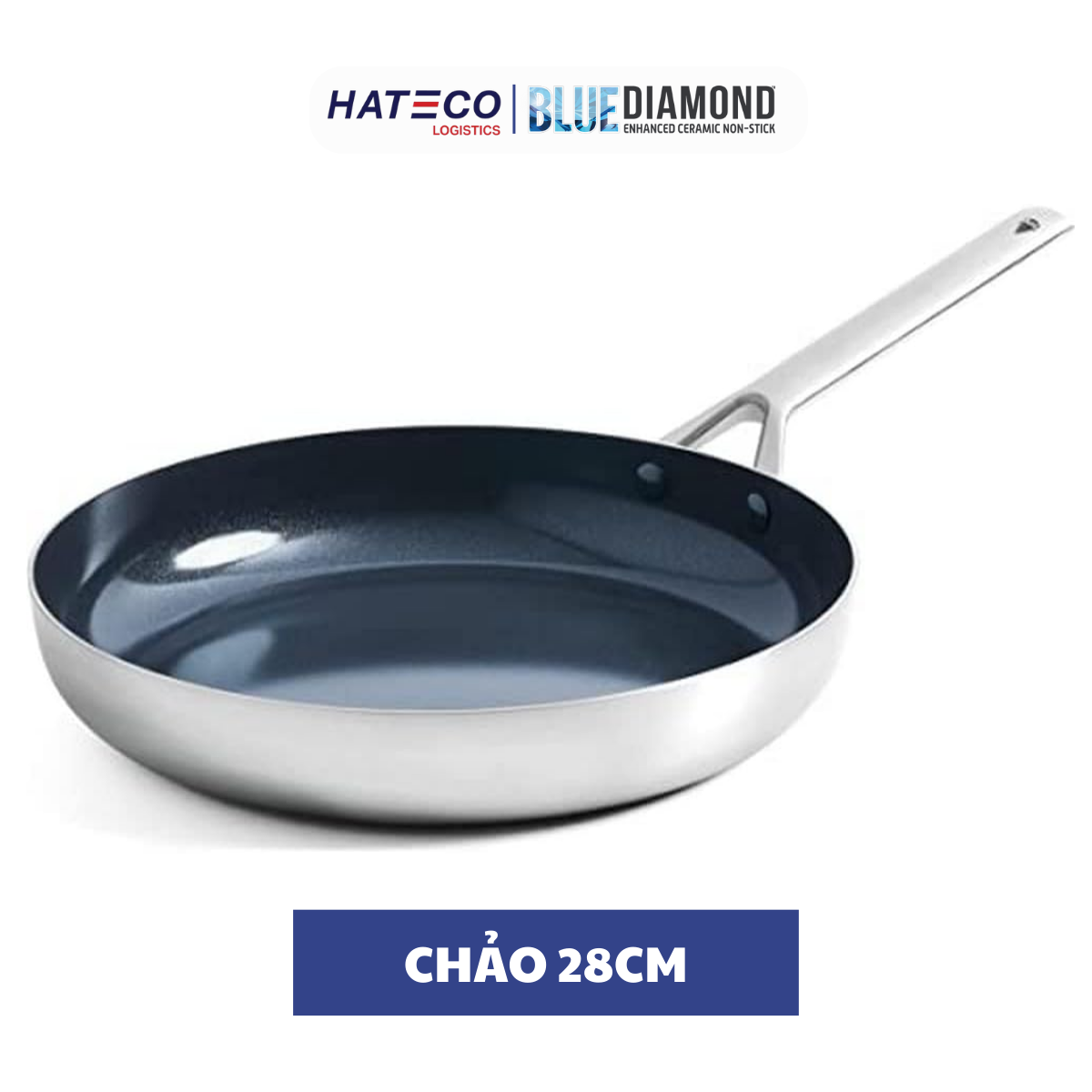 Chảo chống dính thép không gỉ phủ tinh thể kim cương cao cấp Blue Diamond 28cm
