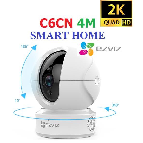 Camera Wifi Ezviz C6CN 4M 2K Xoay 4 chiều, Tích hợp AI, chống ngược sáng WDR, đàm thoại 2 chiều - Hàng chính hãng