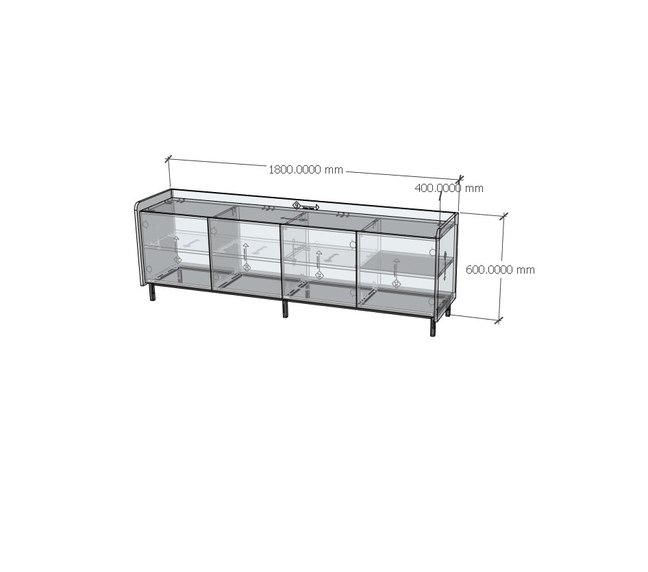 LAVIA, Kệ TV 4 cửa mở - chân sắt, 180cm x 40cm x 60cm , KTV_046