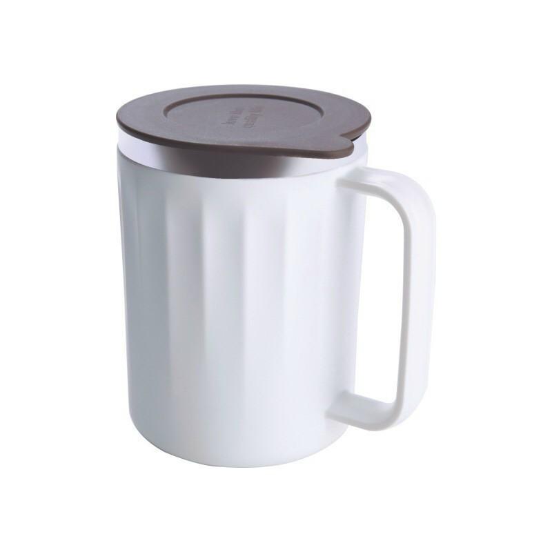 Cốc giữ nhiệt ruột inox 304 vỏ nhựa có nắp đậy kiểu dáng sang trọng, bắt mắt giữ nóng lạnh tốt