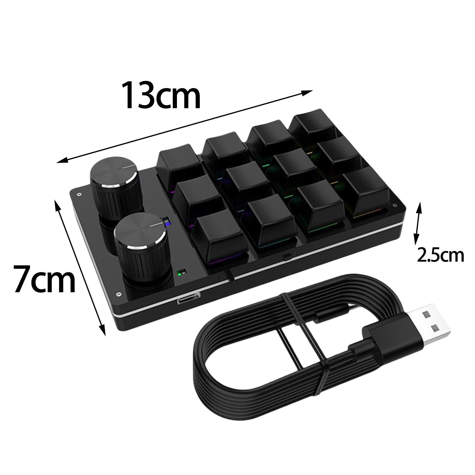 12 Key Mini Mechanical Keyboard  Keypad RGB Lights for Office