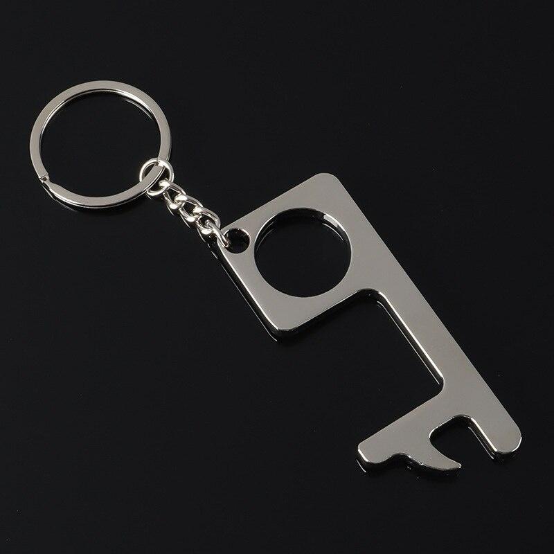 Key Shaped Bottle Opener Keychain Stainless Steel Key Ring Beer Bottle Opener Non-contact Switch Door Corkscrew Bar Tools