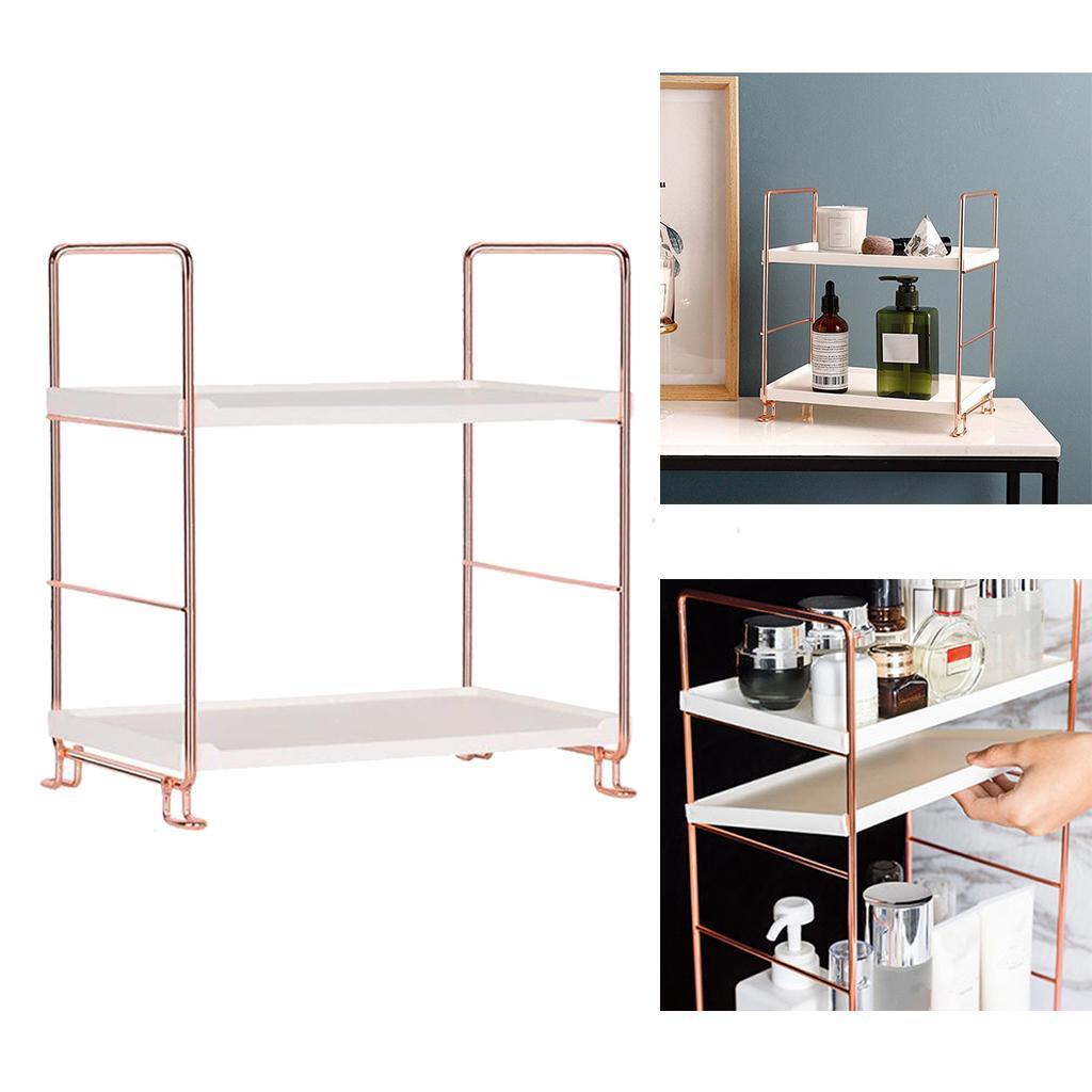2 Tier Kitchen Spice Shelf Rack Storage Organizer Seasoning Bottle Stand Golden