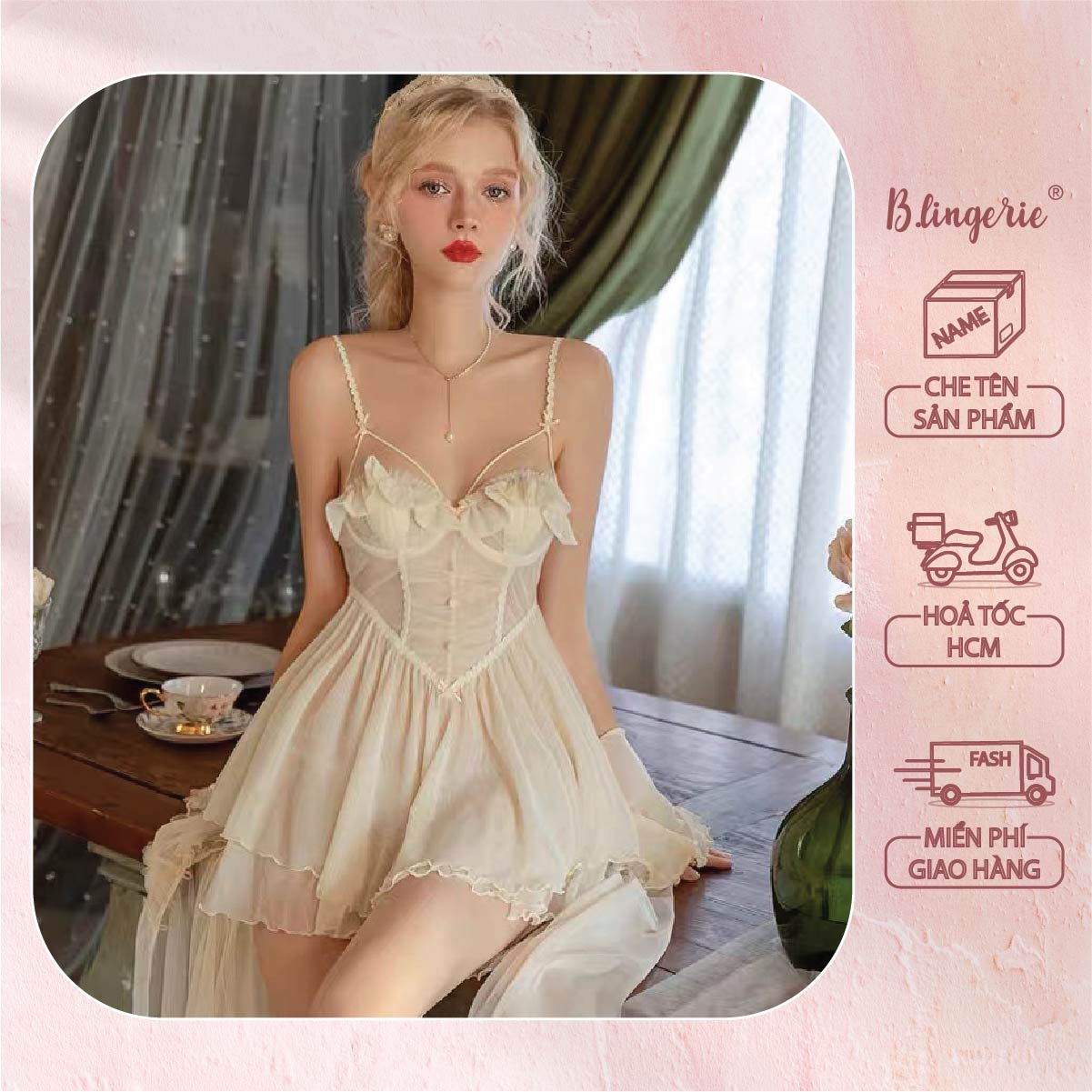 Váy Ngủ Thiết Kế Nhẹ Nhàng (Không kèm áo choàng) - B.Lingerie