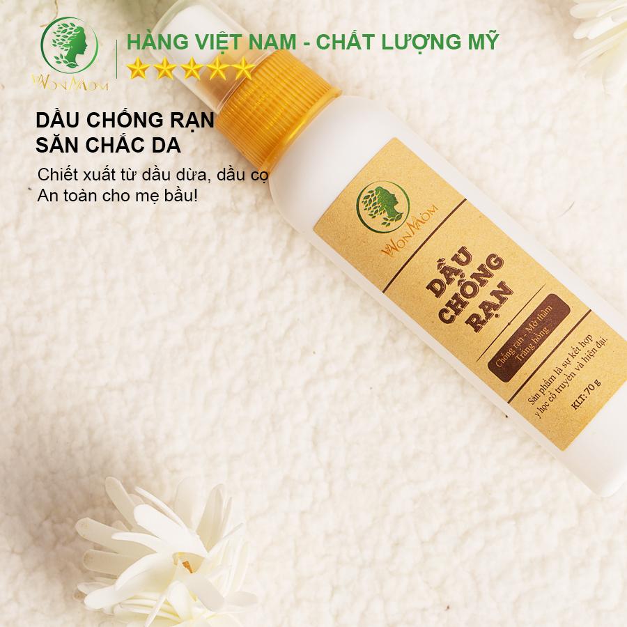 Bộ đánh bay thâm rạn, dưỡng trắng toàn thân Wonmom ( 1 Dầu rạn + 1 Kem sữa nghệ toàn thân )