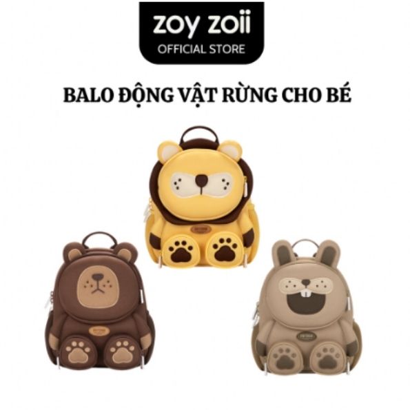 Balo đi học cho bé Zoy Zoii Forest animal backpack cho bé trai , bé gái mầm non Mã B38 - Hàng Chính Hãng
