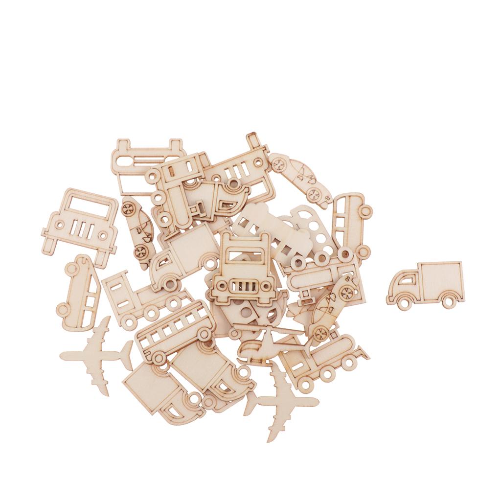 60 Miếng Các Loại Xe Gỗ Lỗ Cắt Hình Khối Bằng Gỗ Thủ Công Thẻ Decoupage Chỉnh Trang DIY Thêu Sò Thẻ Làm Nghệ T