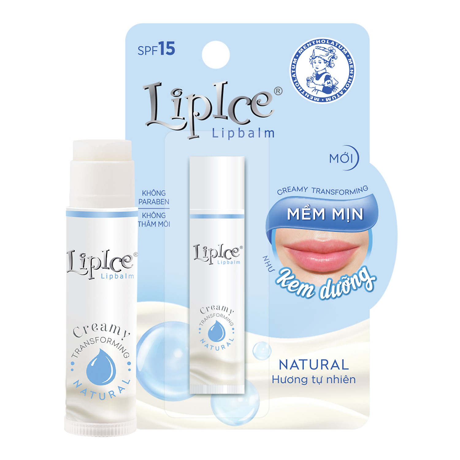 Son dưỡng môi không màu chuyển kem mịn LipIce Creamy Hương Tự Nhiên (Natural) 3.3g