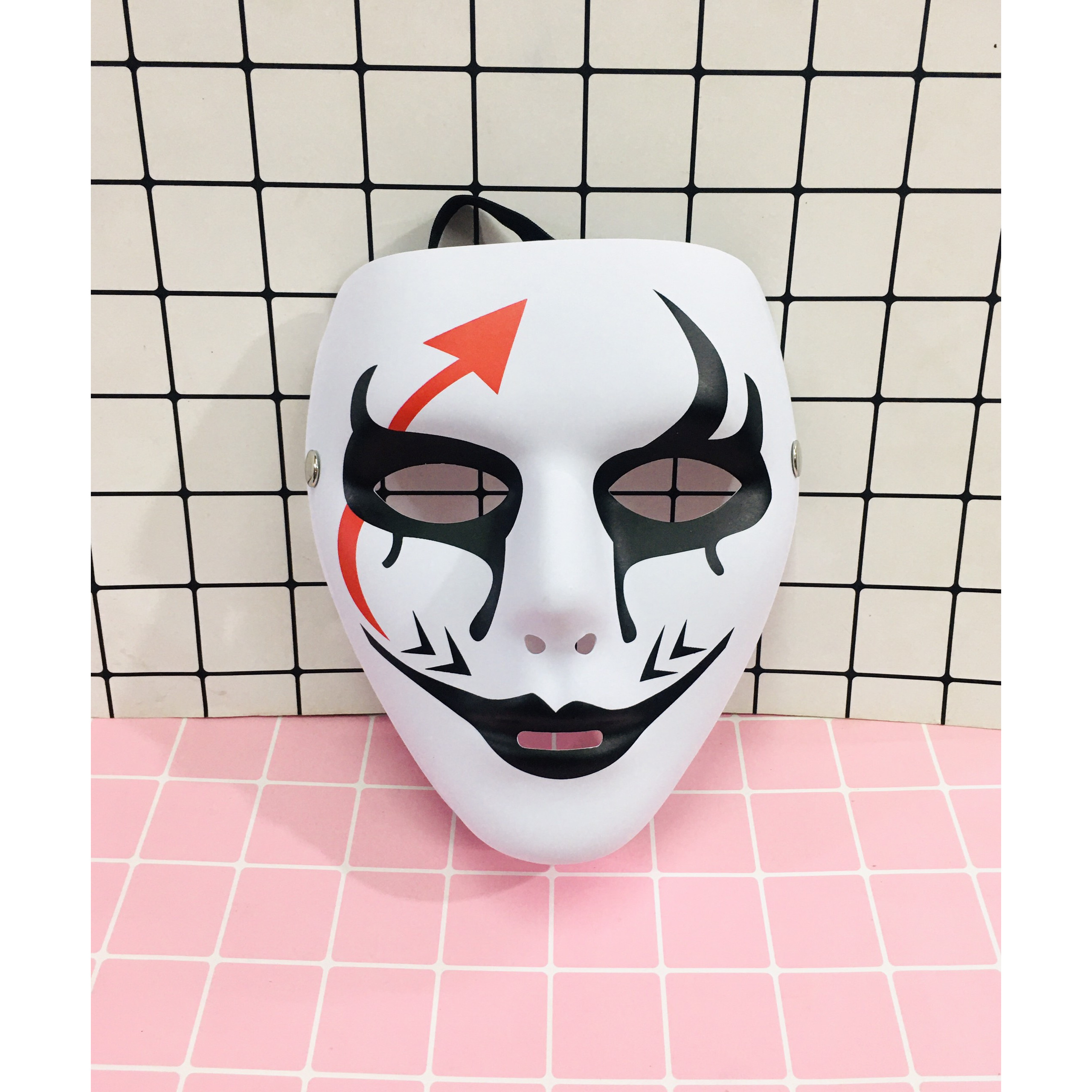 Mặt nạ hoá trang trắng đen đỏ Halloween