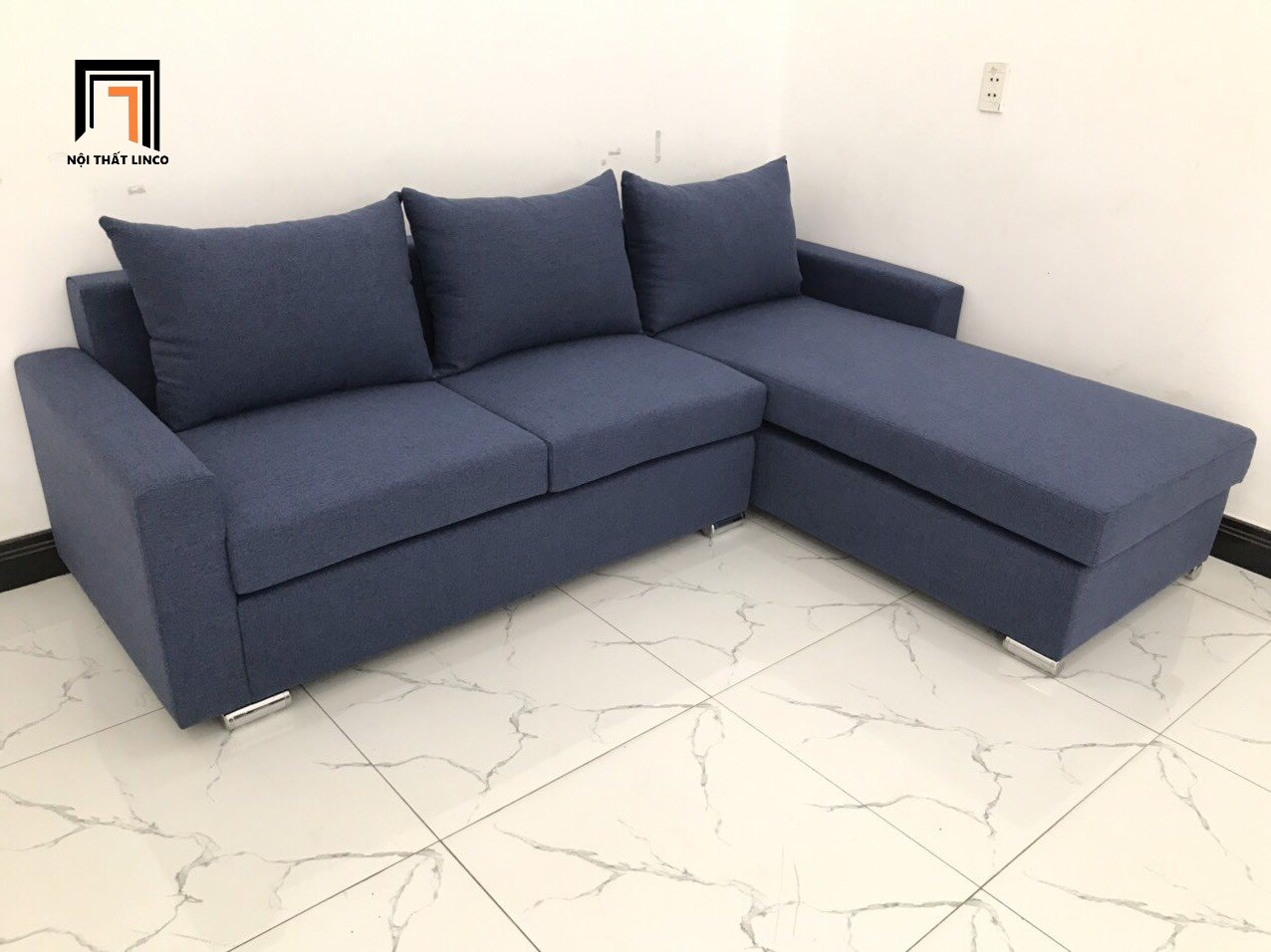 Bộ ghế sofa góc L giá rẻ màu xanh đen nhiều kích cỡ