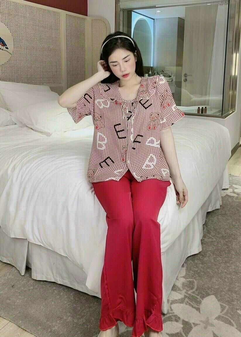 (DƯỚI 58KG) Đồ bộ nữ pijama lụa mango mềm mại ngủ mặc nhà tiểu thư tay ngắn quần dài màu