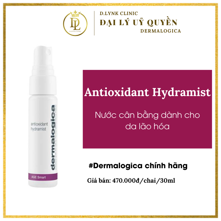 Nước hoa hồng Tăng cường độ ẩm chuyên sâu cho làn da khô, thiếu ẩm Dermalogica Antioxidant Hydramist 150ml