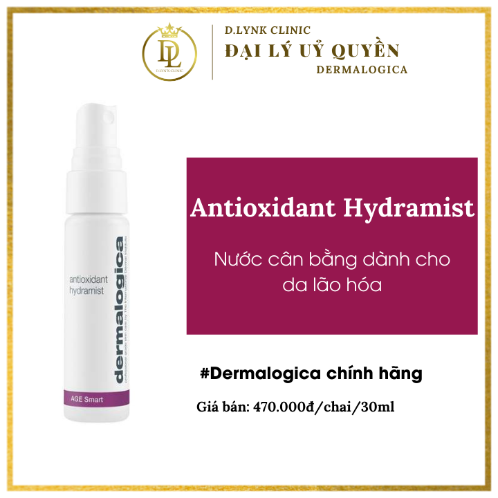 Nước Cân Bằng tăng cường độ ẩm chuyên sâu dành cho da khô & lão hóa Dermalogica Antioxidant Hydramist