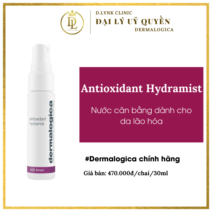 Nước Cân Bằng tăng cường độ ẩm chuyên sâu dành cho da khô &amp; lão hóa Dermalogica Antioxidant Hydramist