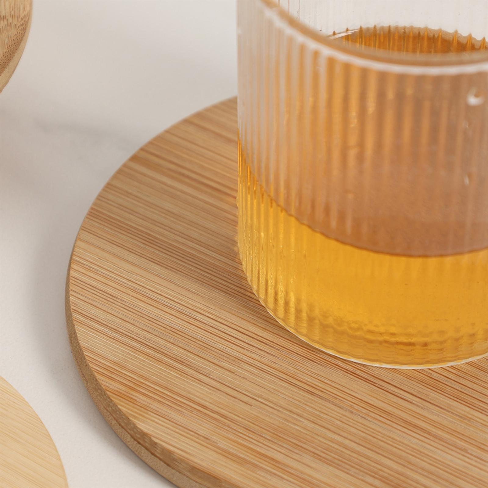 5Pcs Wood Round Coasters Place Mats Coffee Coaster Beverage Decor L