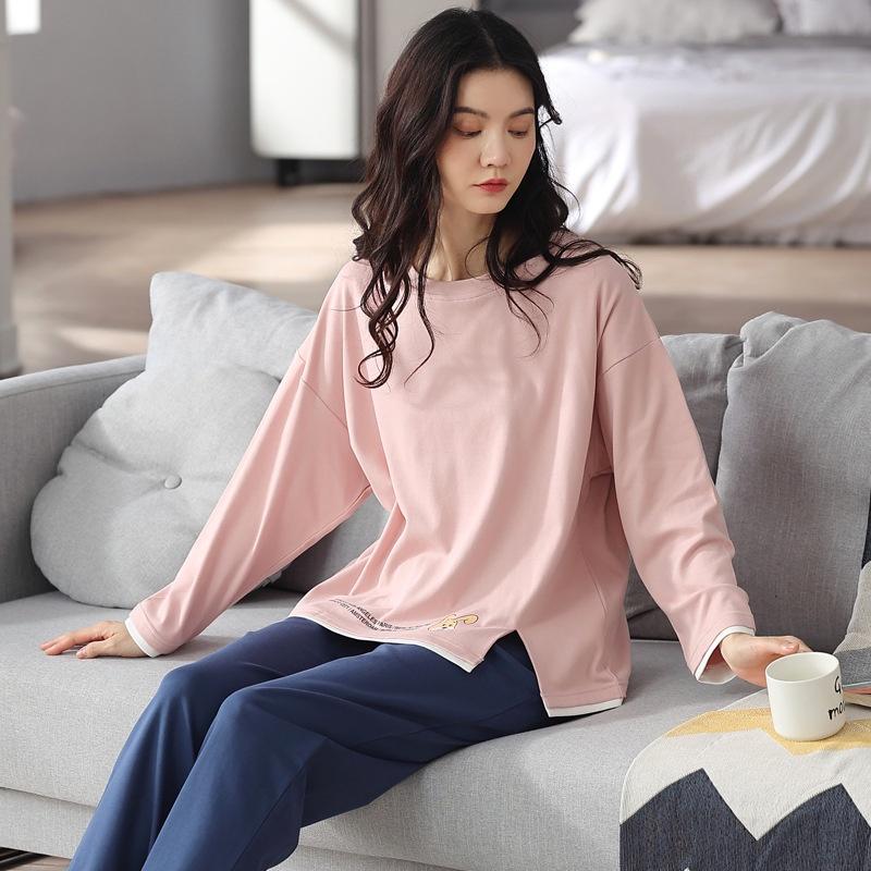Bộ mặc nhà nữ, bộ ngủ nữ dài tay cotton thu đông