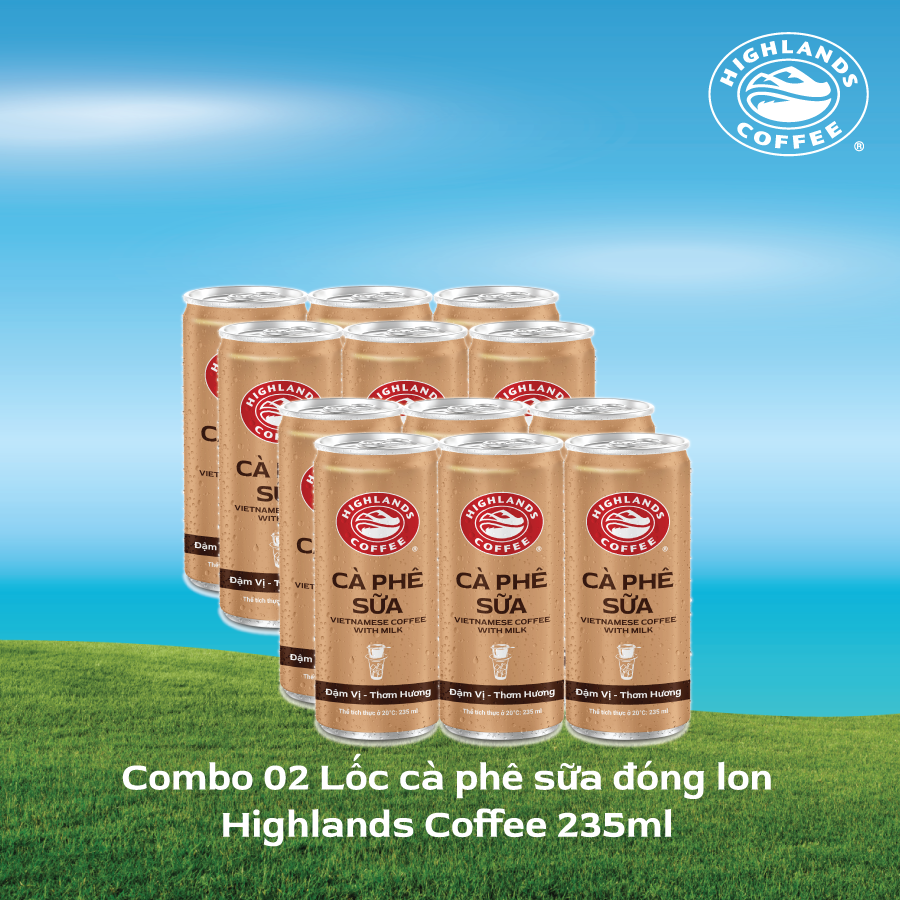 Combo 2 Lốc 6 Lon Cà Phê Sữa Highlands Coffee (235ml/Lon)