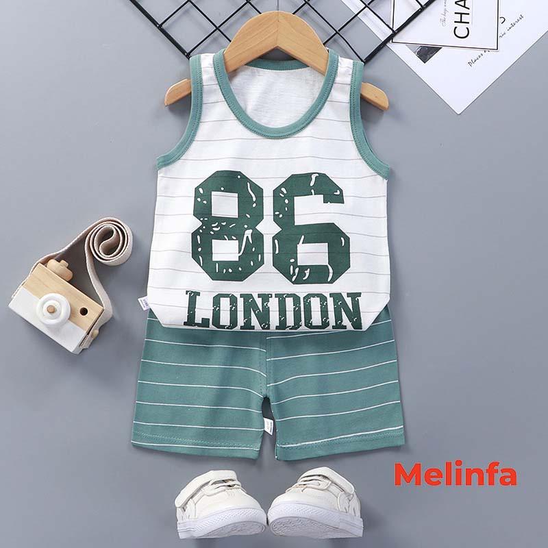 Bộ quần áo ba lỗ trẻ em, bộ cotton trẻ em bé trai và bé gái ba lỗ quần short mã VABD0129