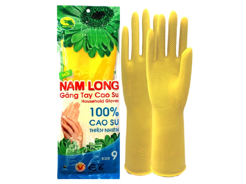 Găng tay cao su rửa chén - Găng tay cao su se viền màu vàng