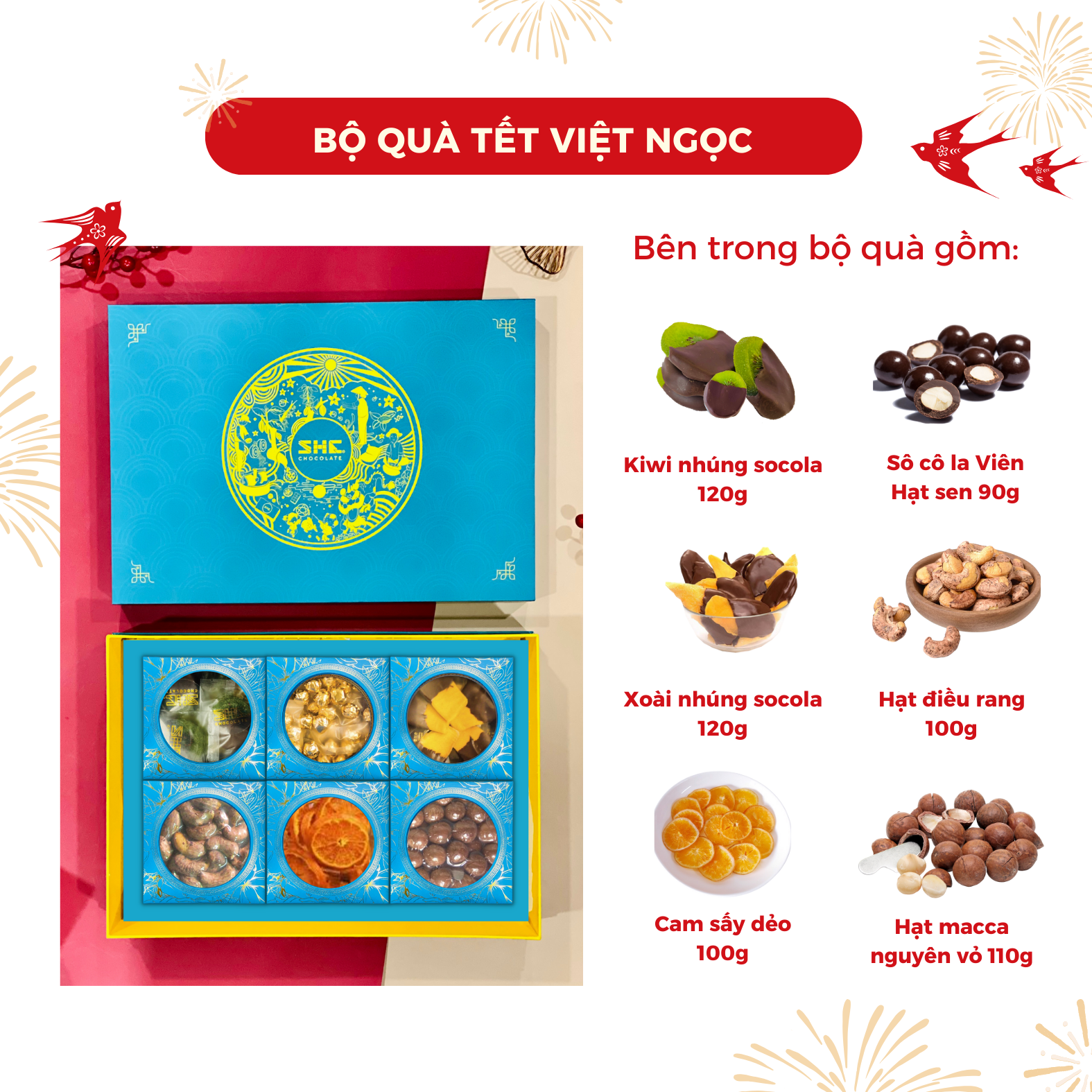 Bộ Quà Tết 2024 - Tết Việt Ngọc SHE Chocolate - Quà tặng, quà biếu Tết Sang trọng, lịch sự, đẳng cấp