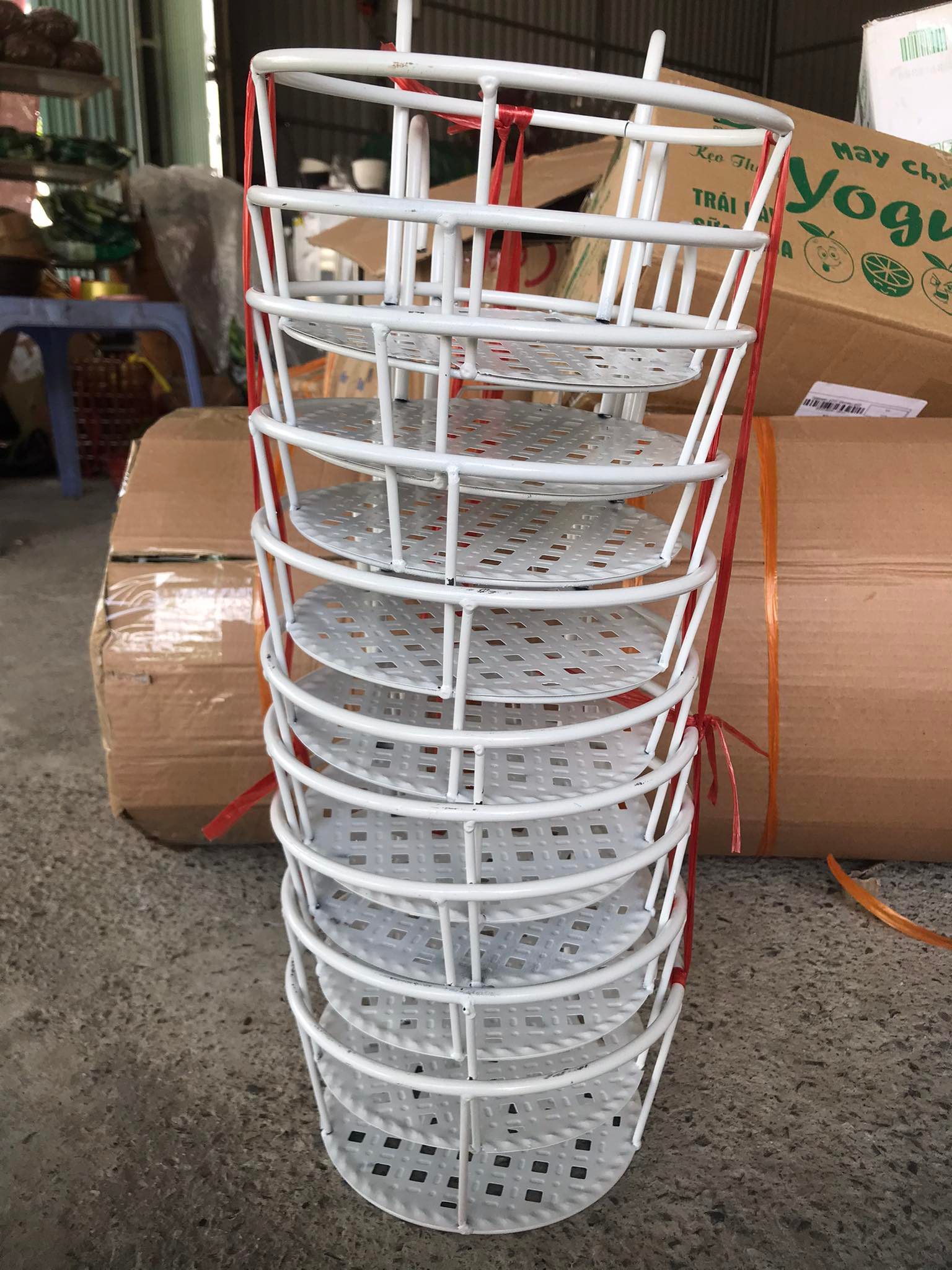 10 Giỏ Sắt Treo Chậu Hoa Ban Công Hình Tròn - Màu Trắng