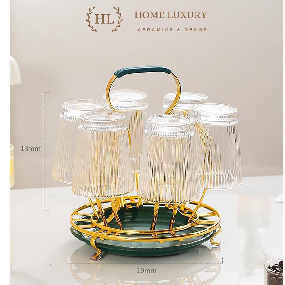 ÚP CỐC TRÒN CÓ KHAY HỨNG | GIÁ ÚP LY CỐC SƠN TĨNH ĐIỆN KÈM KHAY HỨNG TRÒN HOME LUXURY DECOR PHONG CÁCH VINTAGE 2022 NEW