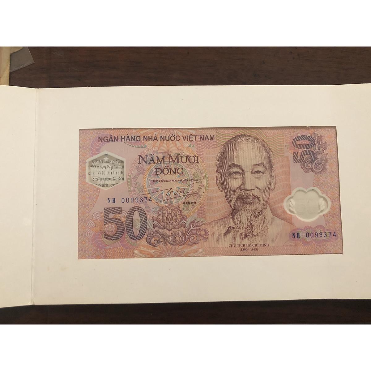 Tờ tiền 50 đồng kỷ niệm thành lập ngân hàng, tờ polymer đầu tiên của Việt Nam 2001, phù hợp sưu tập, lưu niệm