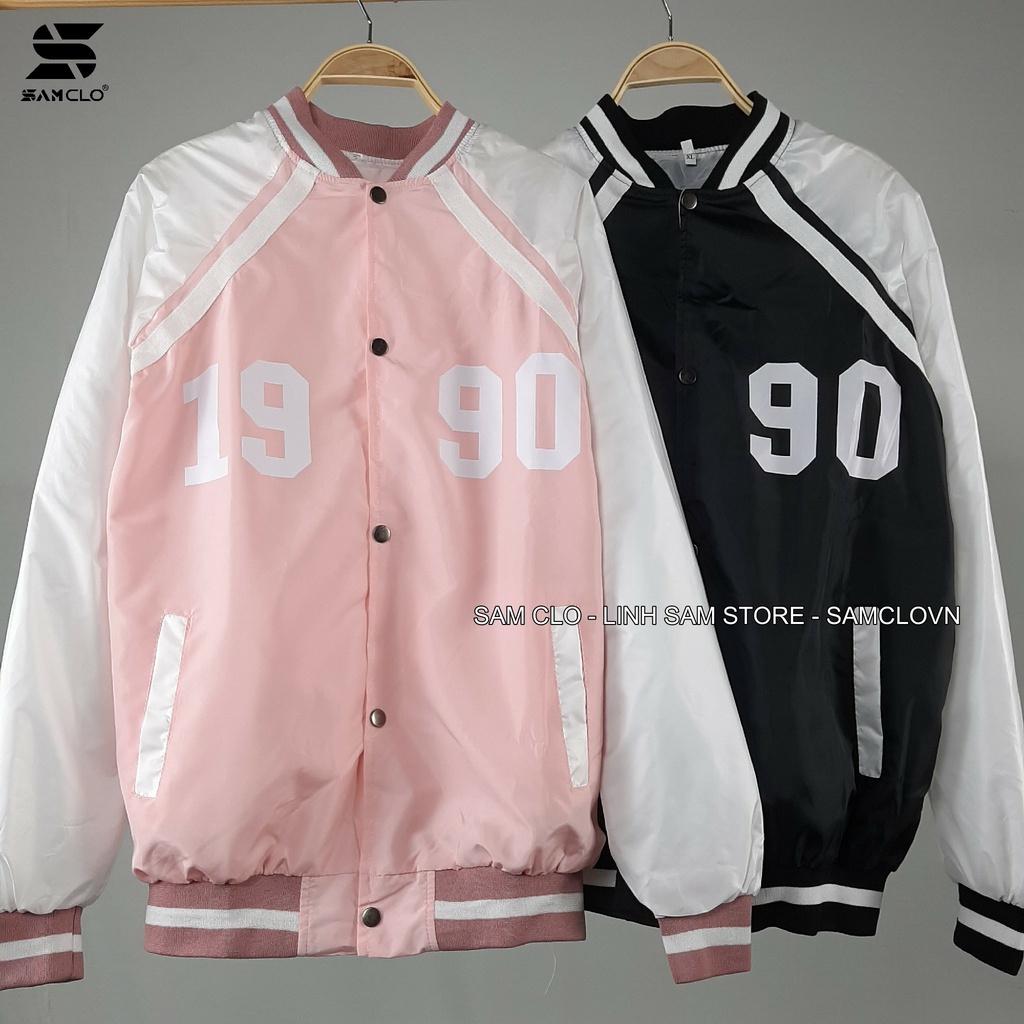 Áo khoác dù bomber 2 lớp nam nữ SAM CLO phong cách bóng chày form rộng unisex mặc cặp - couple IN SỐ 1990