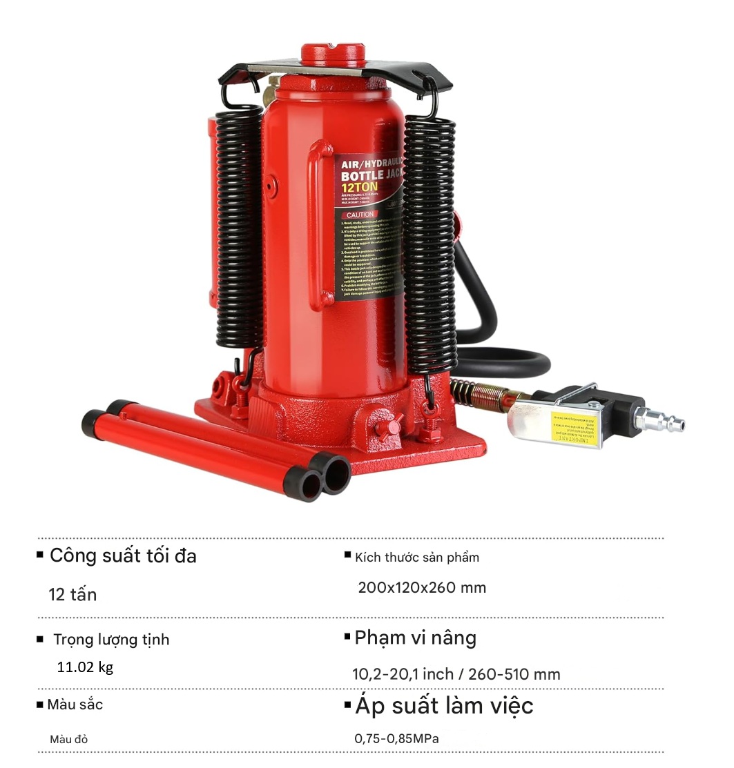 Kích Hơi Thủy Lực 12 Tấn – Nâng Gầm Xe Tải, Xe Du Lịch - Hàng nhập khẩu