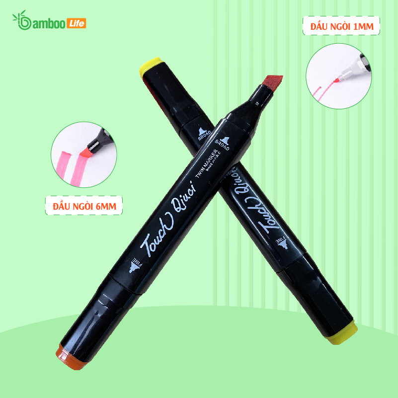 Bút màu nước marker Bamboo Life bút màu lông bút màu dạ bộ màu nước tô vẽ tranh đánh dấu 2 đầu chuyên nghiệp kèm túi vải cho bé học sinh sinh viên vẽ Anime, truyện tranh thiết kế thời trang, đồ họa, mỹ thuật công nghiệp