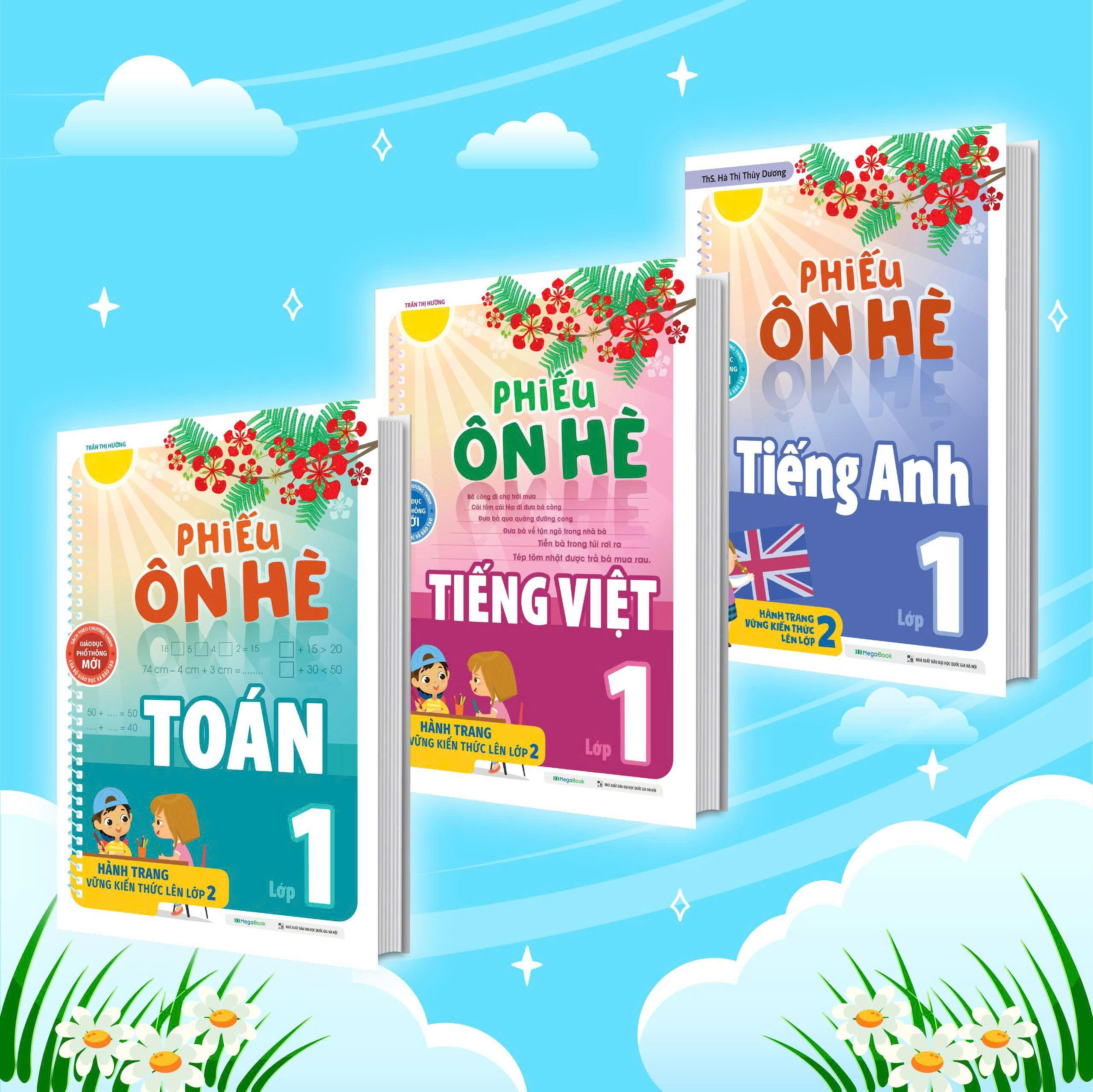 Combo Phiếu Ôn Hè Toán - Tiếng Việt - Tiếng Anh Lớp 1 (3 Cuốn)