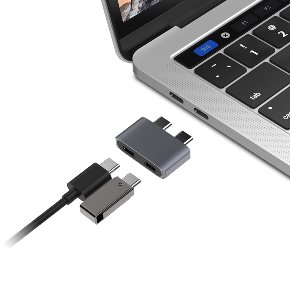Bộ Chuyển Đổi Hub Kép USB Type-C Cho Macbook AIR 2018, Macbook Pro 2016/2017/2018 13 Inch / 15 Inch, Xám