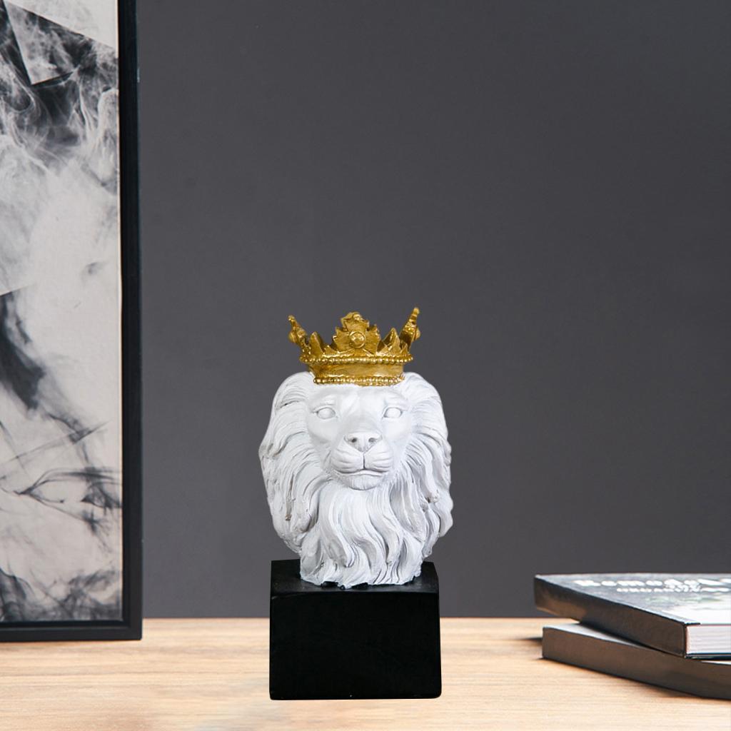Lion Head Statue Ornament Home Sculpture Figurine Decor