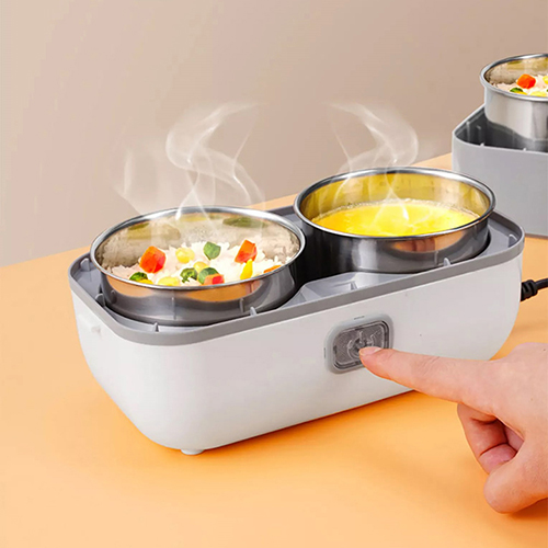 Hộp Cơm Văn Phòng Cắm Điện Tự Nấu Chín Ruột Inox 2 Tầng 4 Ngăn Chefman - Tặng Kèm Túi Đựng