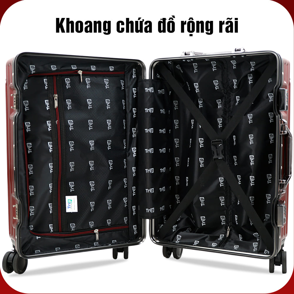 Vali kéo khung nhôm nắp gập TRIP A91 nhựa PC/ABS - Bảo hành 5 năm