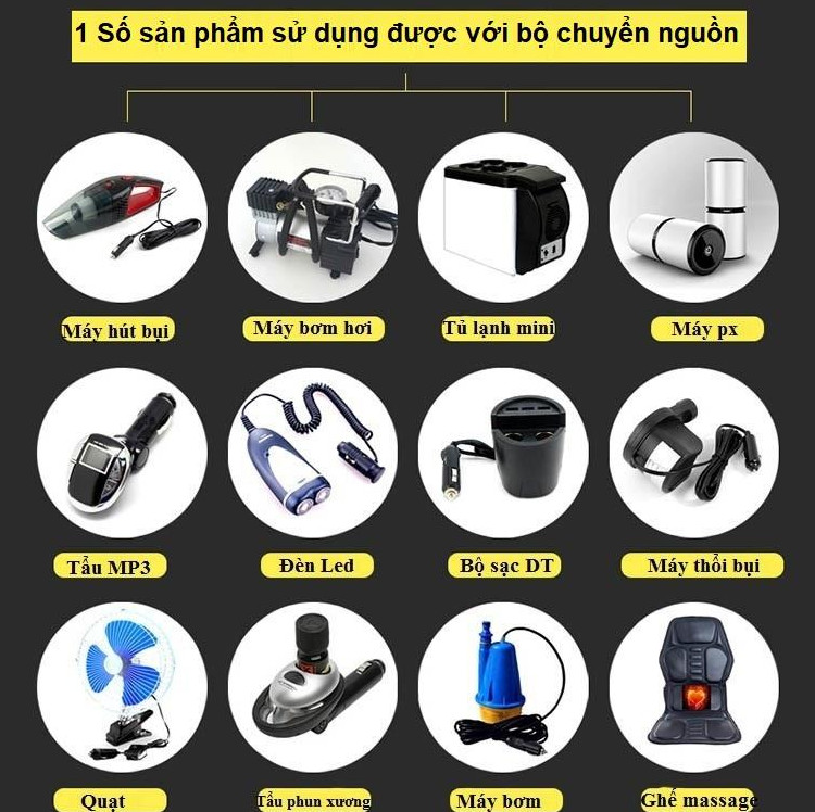 Bộ chuyển đổi nguồn từ 220V sang 12V-8A công suất 96W đầu ra dạng chân tẩu ô tô