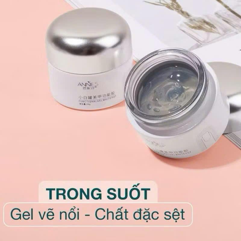Gel Vẽ Nổi Thuỷ Tinh Chà Tráng Gương, Gel Nặn Trong Suốt Annies 20g Làm Nail, Gel Đặc Không Chảy Vẽ 3D Tráng Gương, Đính Charm Đá Thủy Tinh
