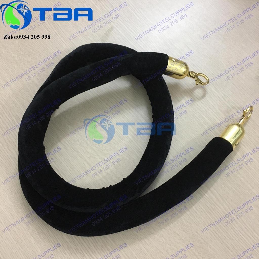Dây nhung màu đen móc khóa mạ vàng cao cấp cho cột trụ chắn inox
