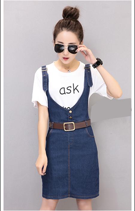Đầm Yếm Jean Nữ Nút Cài Xẻ Tà Thời Trang