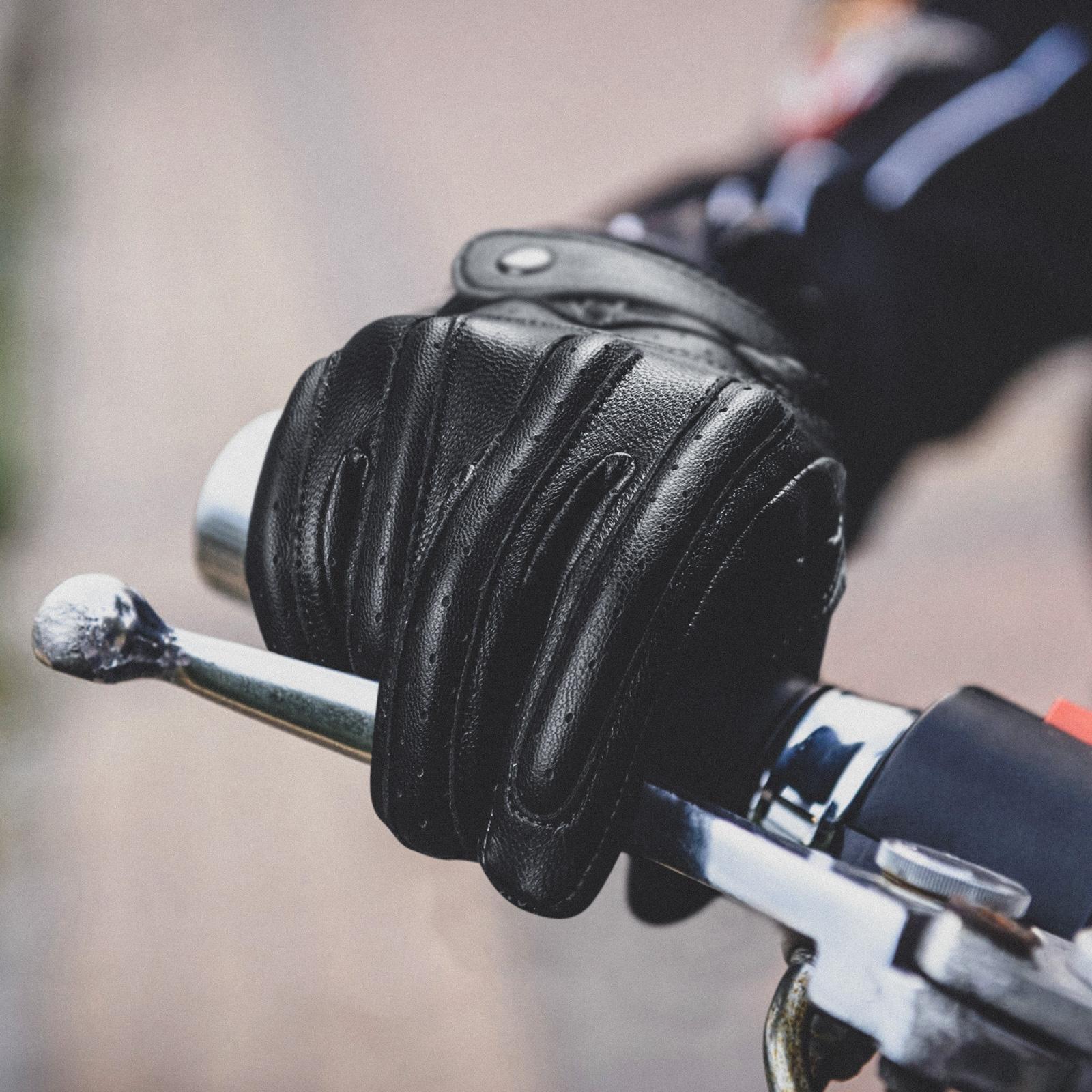 OZERO Nam Găng Tay Màn Hình Cảm Ứng Da Găng Tay Xe Máy Thể Thao Ngoài Trời Full Ngón Đi Xe Đạp Núi Xe Đạp Guantes Moto Găng Tay Color: Black Size: XL