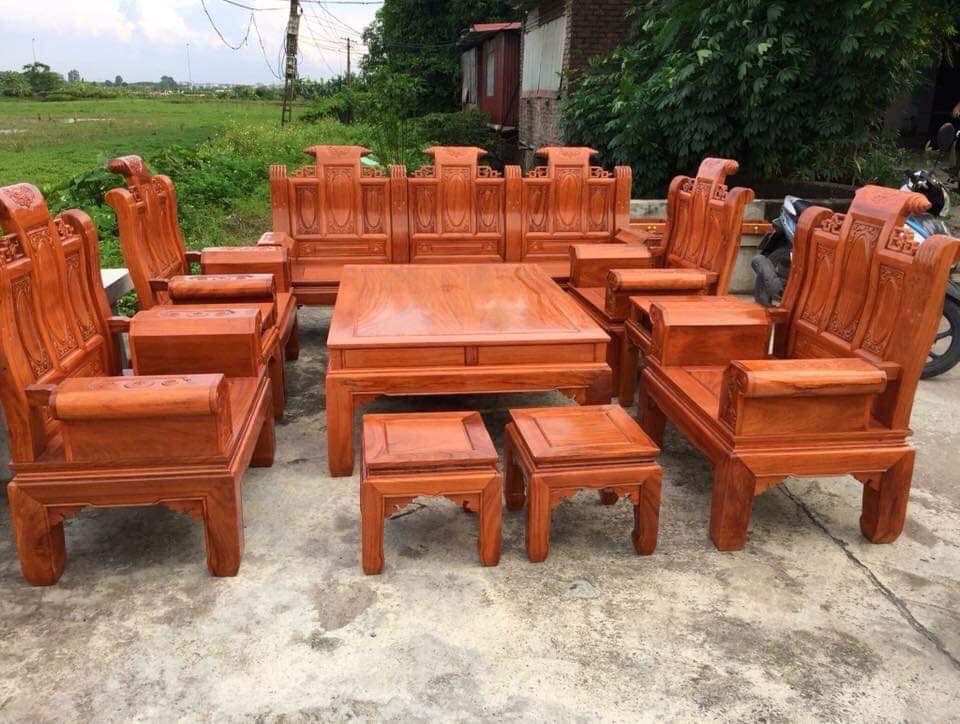 Bộ bàn ghế Âu Á hộp gỗ gõ đỏ