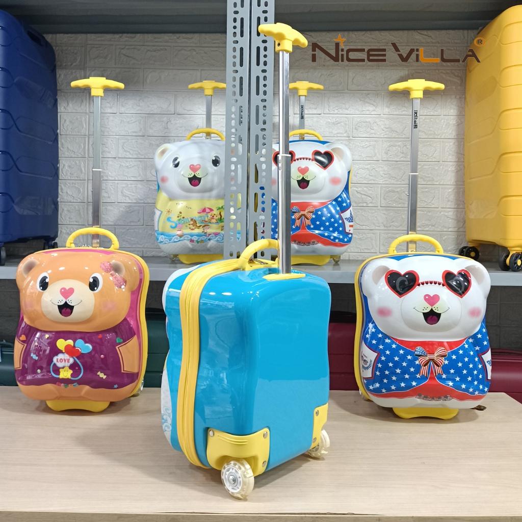 Vali Cho Bé Hoạt Hình Dập nổi 3D Nhựa 3 lớp Có Bánh Xe Hộp Led Phát Sáng