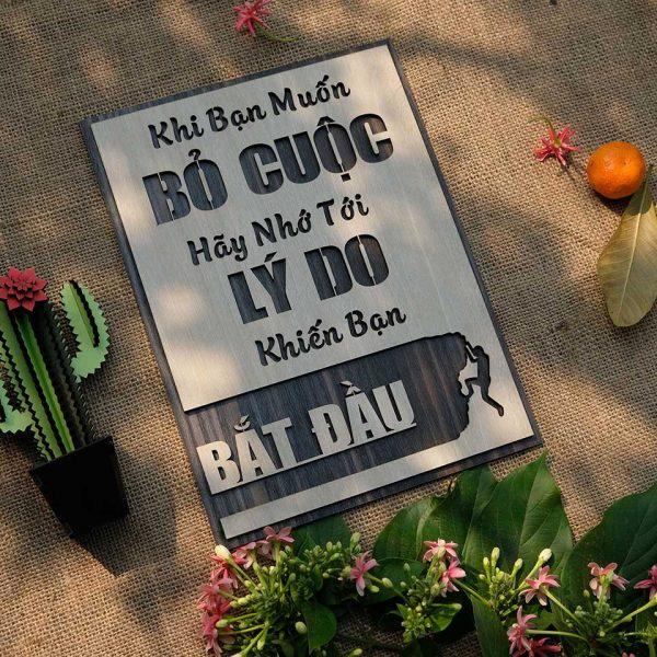 Tranh gỗ decor tạo động lực "Khi bạn muốn bỏ cuộc - Hãy nhớ tới lý do khiến bạn bắt đầu"