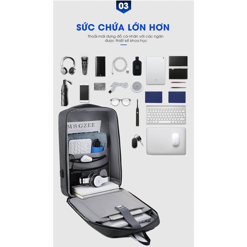 Hình ảnh Balo chống trộm cao cấp GUBAG chống thấm nước, có cổng sạc USB, thiết kế mới hiện đai, sang trọng, khóa số nâng cấp, bảo mật tốt hơn