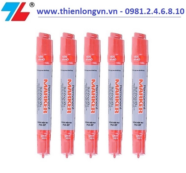 Combo 5 cây bút lông dầu 2 đầu Thiên Long; PM-07 đỏ