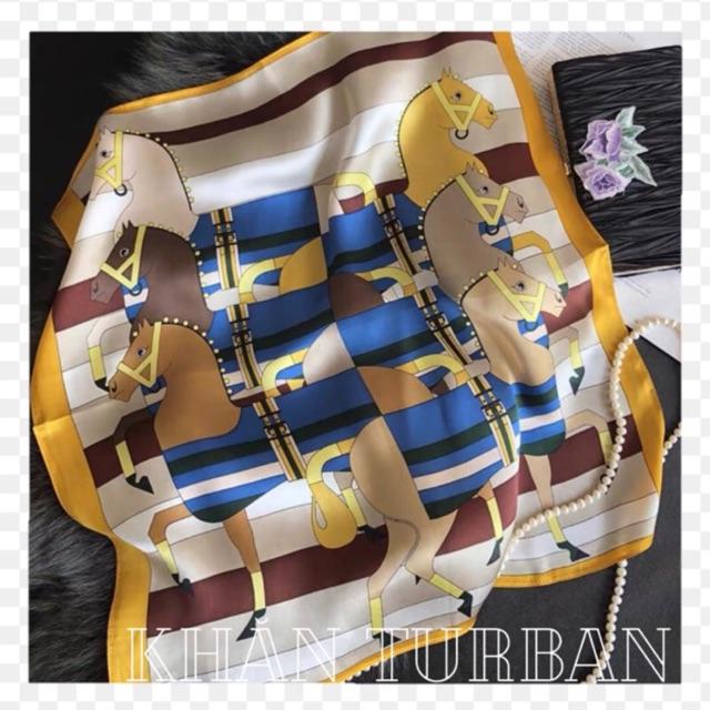 Khăn bandana choàng lụa thanh lịch in hình con ngựa size 70x70cm - Khăn turban